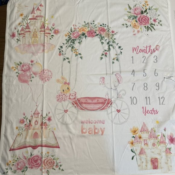 NWT 100% Cotton Pink Baby Girl Milestone Monthly Blanket in Rose Floral Design - Picture 1 of 6